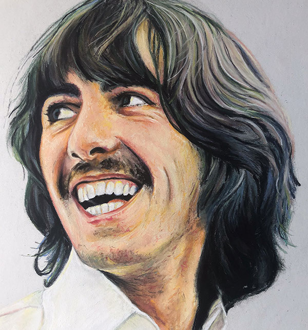 Beatles George Harrison pastel original