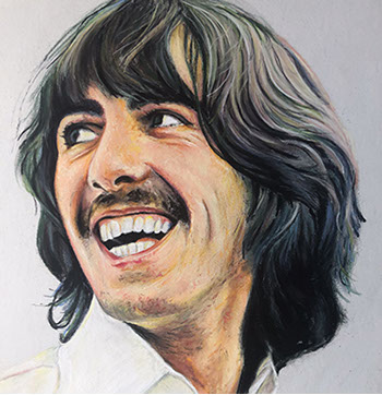 Beatles George Harrison pastel original